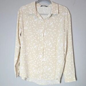 Dokotoo‎ Long Sleeve Button-Down Shirt, Cream/White, Women's Size Medium